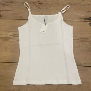 LESET White Ribbed Tank Top size large pointelle